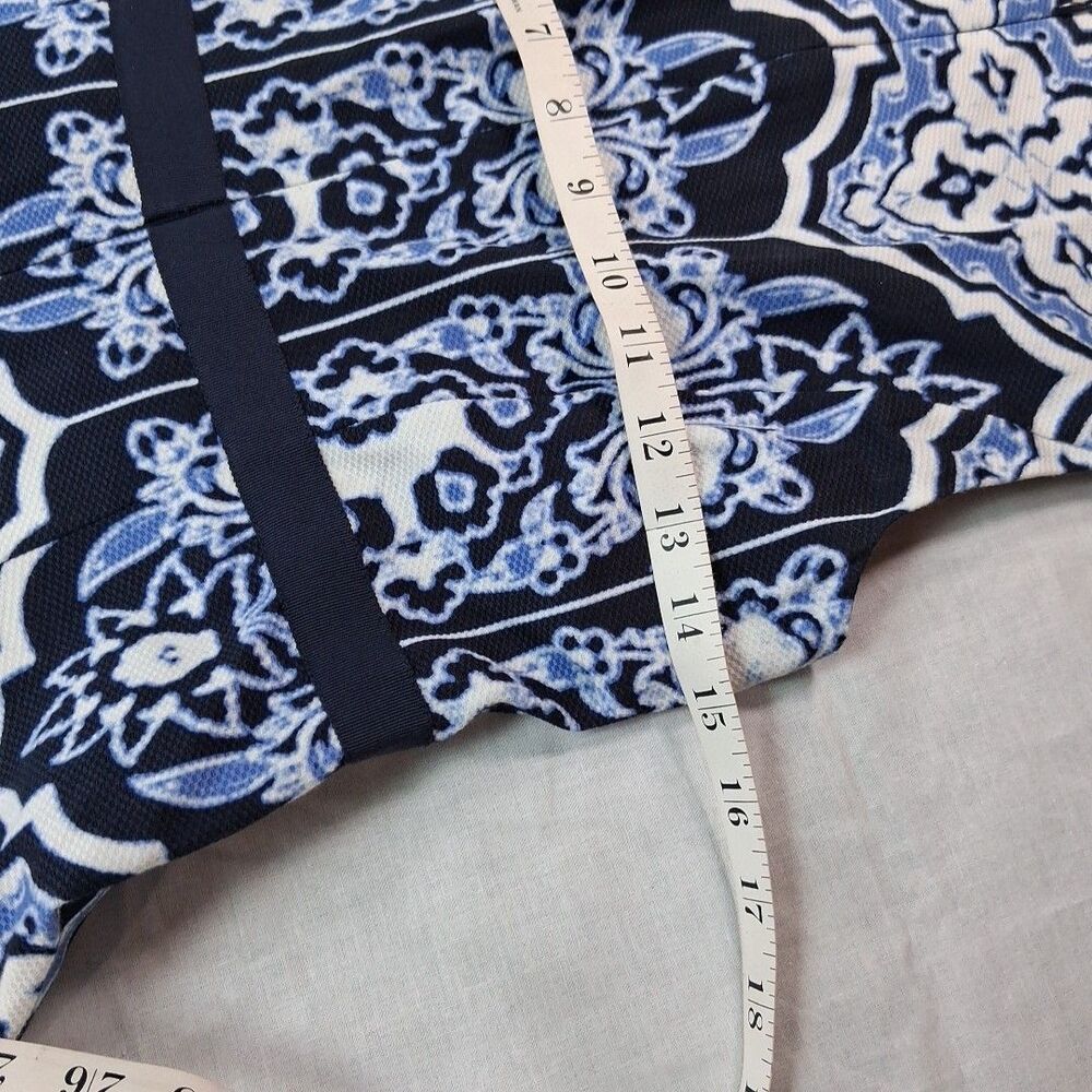 Talbots Blue White Damask Sleeveless Dress Size 4P Petite Cotton Pockets Chic - Picture 7 of 7